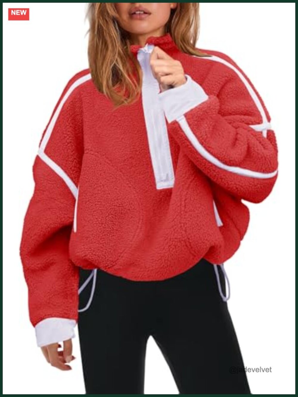 Half Zip Fleece Pullover Sherpa Jacket Cozy Warm Winter Layer